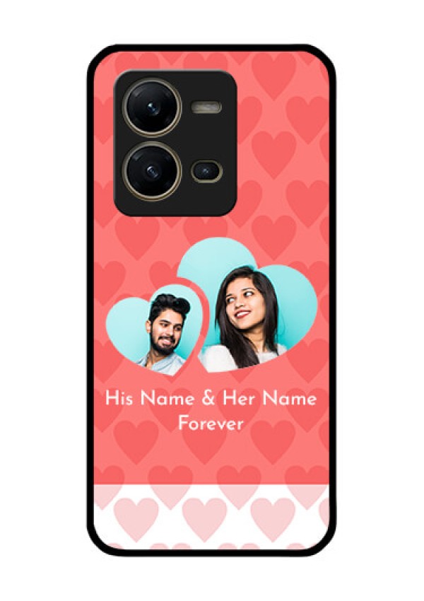 Vivo V25 5G Personalized Glass Phone Case - Couple Pic Upload Design