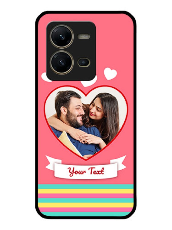 Custom Vivo V25 5G Photo Printing on Glass Case - Love Doodle Design