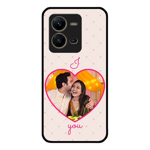 Vivo V25 5G Custom Glass Mobile Case - Heart Shape Design