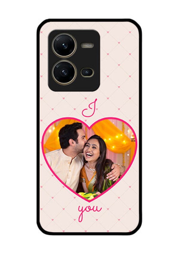 Vivo V25 5G Custom Glass Mobile Case - Heart Shape Design