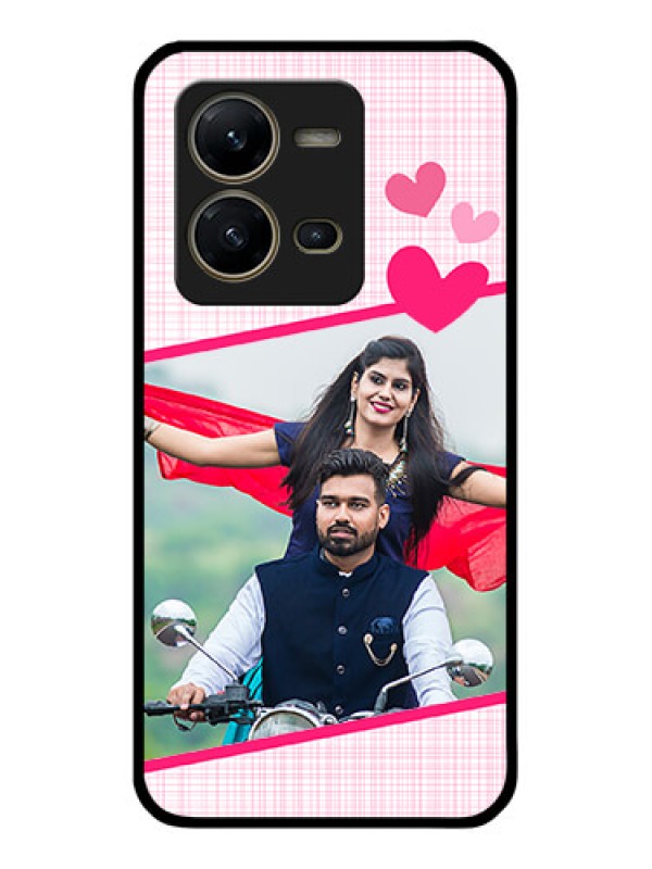 Custom Vivo V25 5G Custom Glass Phone Case - Love Shape Heart Design