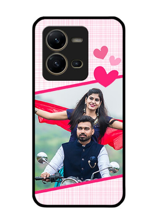 Vivo V25 5G Custom Glass Phone Case - Love Shape Heart Design