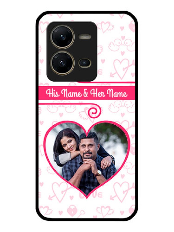 Custom Vivo V25 5G Personalized Glass Phone Case - Heart Shape Love Design