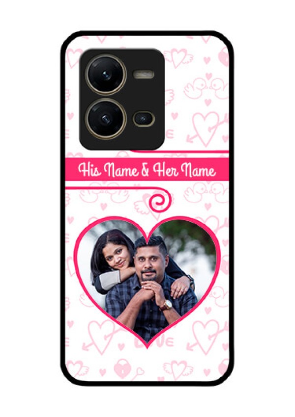 Vivo V25 5G Personalized Glass Phone Case - Heart Shape Love Design