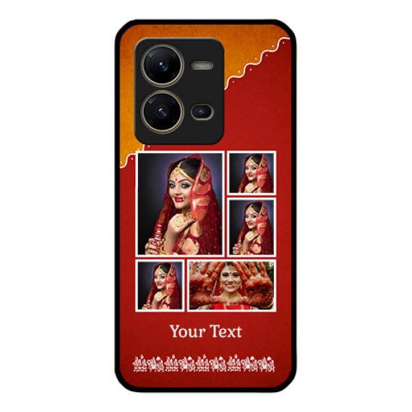 Vivo V25 5G Personalized Glass Phone Case - Wedding Pic Upload Design