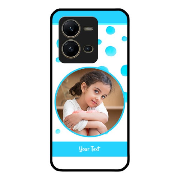 Vivo V25 5G Photo Printing on Glass Case - Blue Bubbles Pattern Design