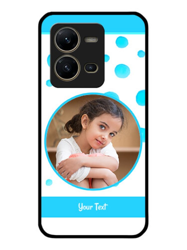 Custom Vivo V25 5G Photo Printing on Glass Case - Blue Bubbles Pattern Design