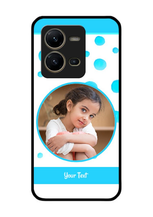 Vivo V25 5G Photo Printing on Glass Case - Blue Bubbles Pattern Design