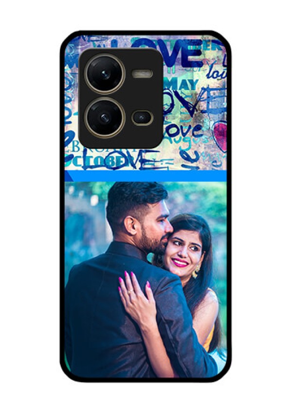 Vivo V25 5G Custom Glass Mobile Case - Colorful Love Design
