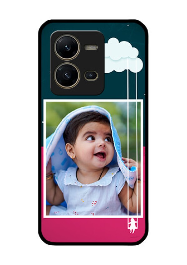 Vivo V25 5G Custom Glass Phone Case - Cute Girl with Cloud Design