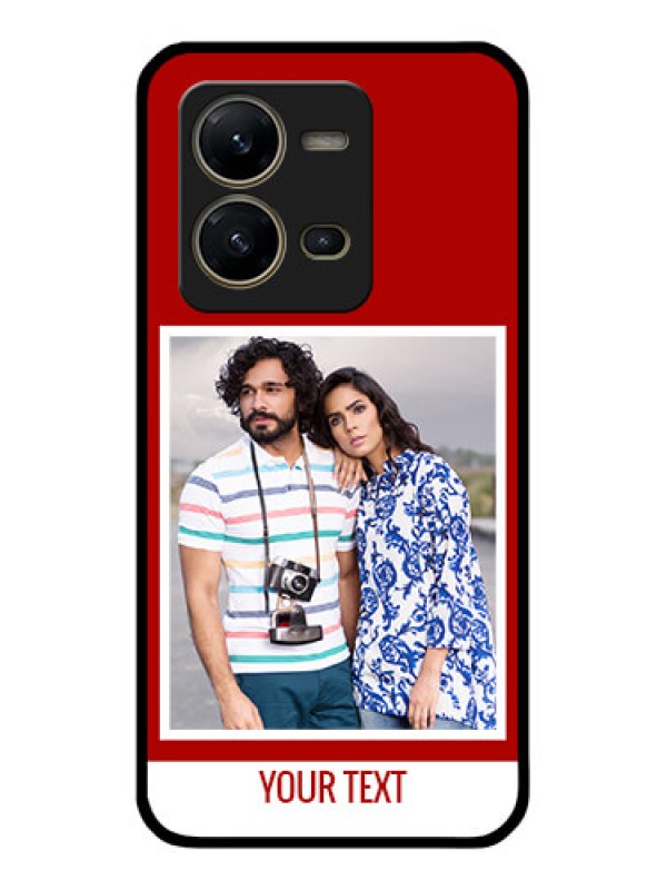 Custom Vivo V25 5G Personalized Glass Phone Case - Simple Red Color Design