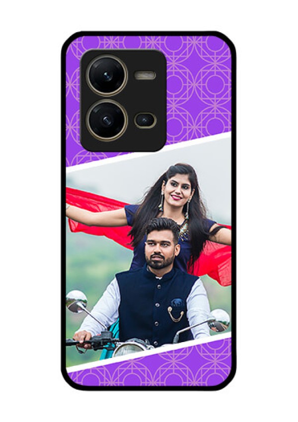 Vivo V25 5G Custom Glass Phone Case - Violet Pattern Design