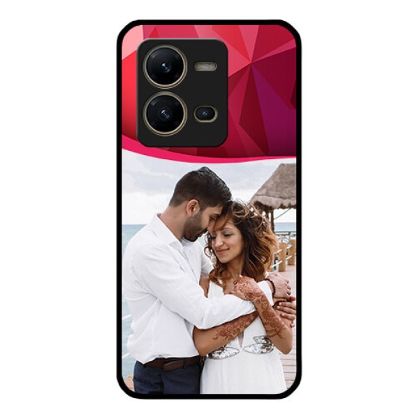 Vivo V25 5G Custom Glass Mobile Case - Red Abstract Design