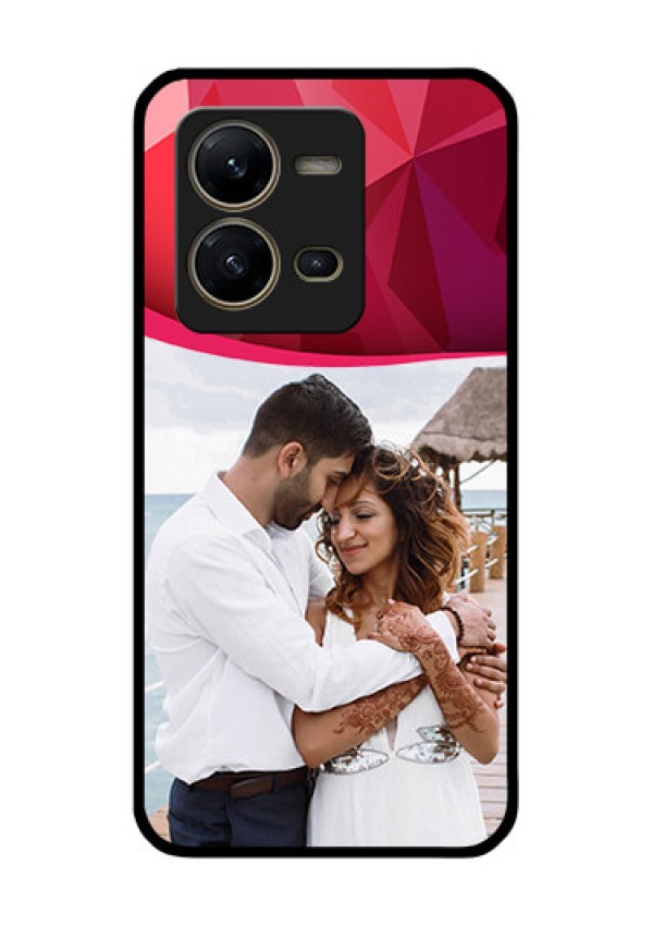 Vivo V25 5G Custom Glass Mobile Case - Red Abstract Design