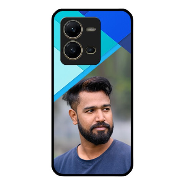 Vivo V25 5G Custom Glass Phone Case - Blue Pattern Design