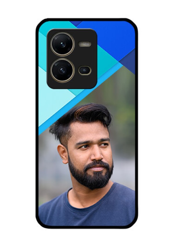 Vivo V25 5G Custom Glass Phone Case - Blue Pattern Design