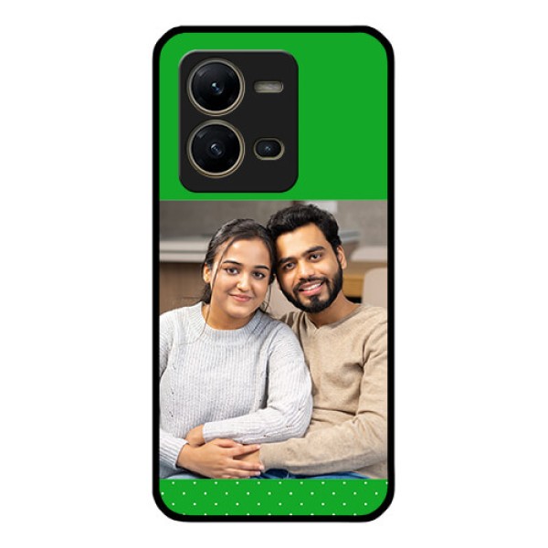 Vivo V25 5G Personalized Glass Phone Case - Green Pattern Design