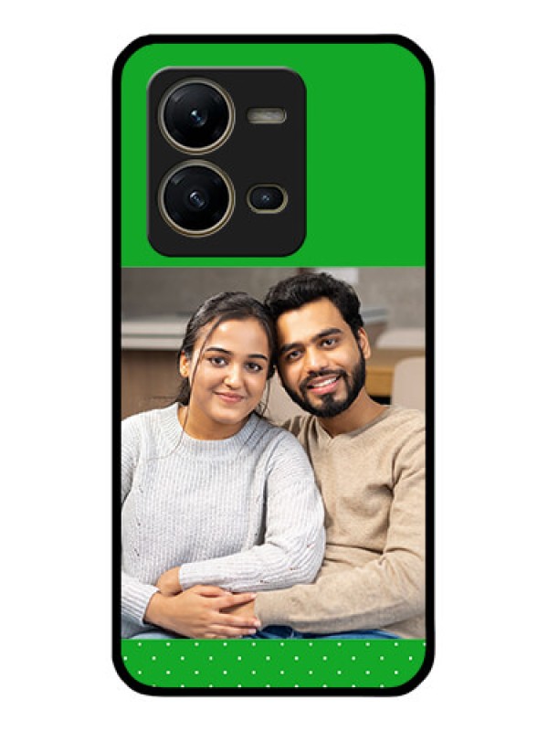 Custom Vivo V25 5G Personalized Glass Phone Case - Green Pattern Design