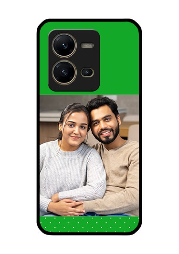 Vivo V25 5G Personalized Glass Phone Case - Green Pattern Design