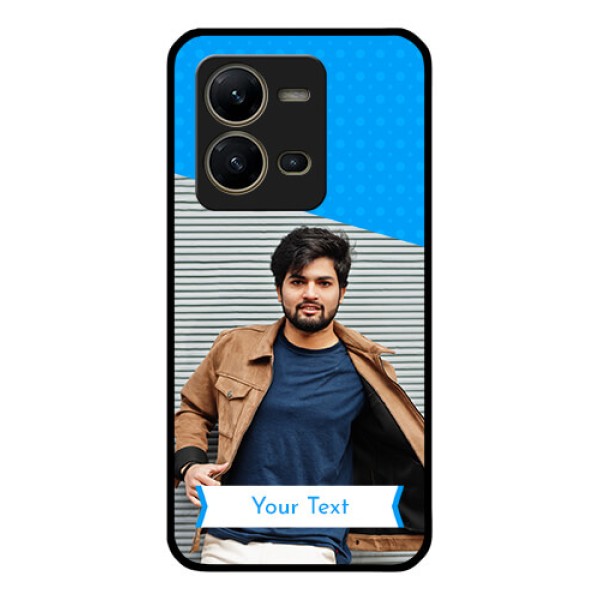Vivo V25 5G Photo Printing on Glass Case - Simple Blue Color Design Vivo V25 5G Photo Printing on Glass Case - Simple Blue Color Design