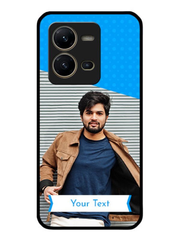 Custom Vivo V25 5G Photo Printing on Glass Case - Simple Blue Color Design