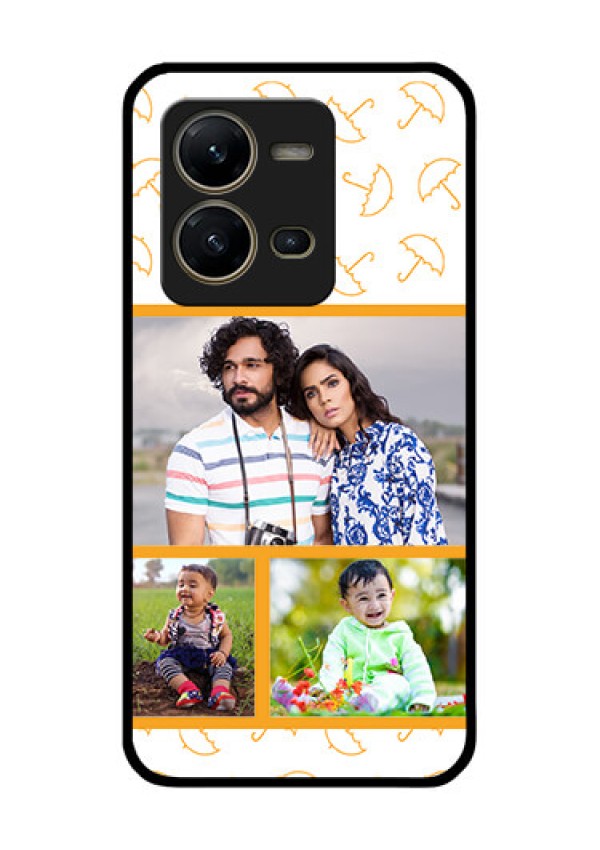 Vivo V25 5G Custom Glass Mobile Case - Yellow Pattern Design
