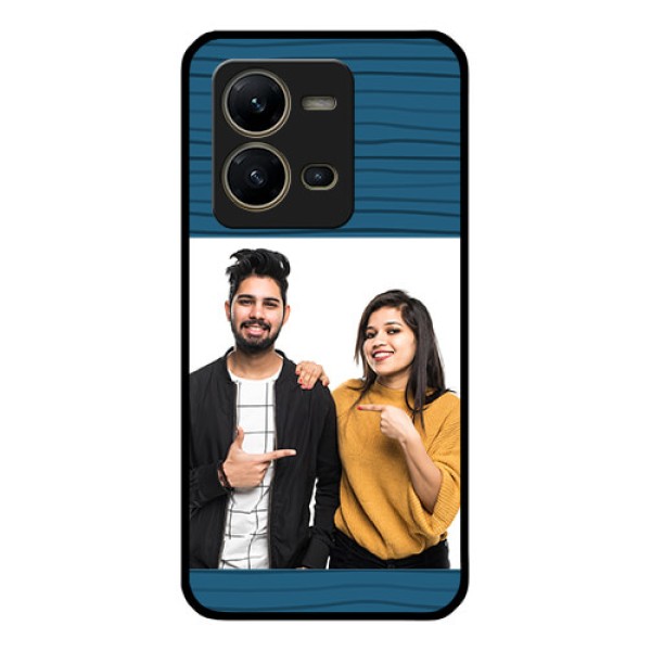 Vivo V25 5G Custom Glass Phone Case - Blue Pattern Cover Design