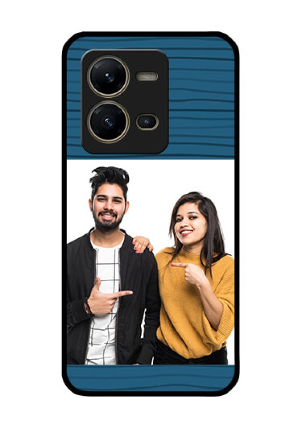 Vivo V25 5G Custom Glass Phone Case - Blue Pattern Cover Design