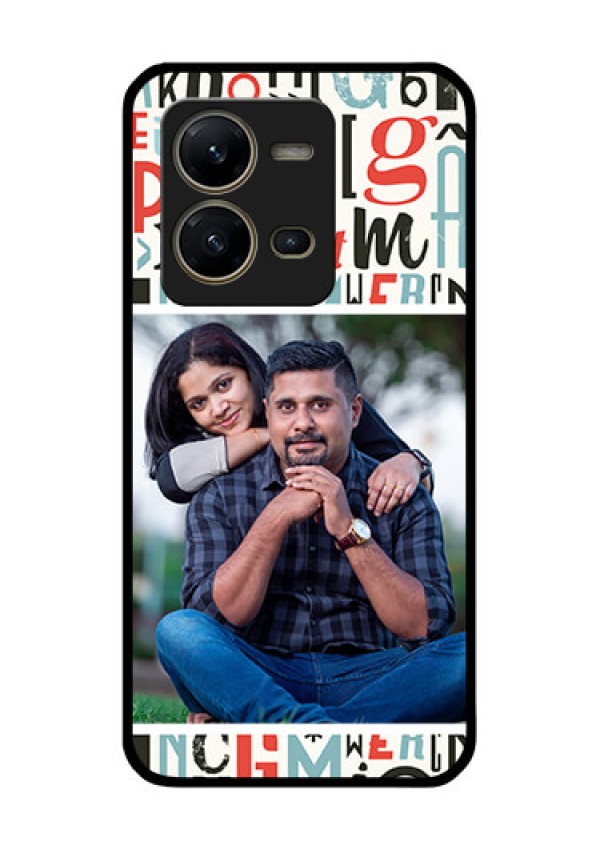 Vivo V25 5G Personalized Glass Phone Case - Alphabet Design