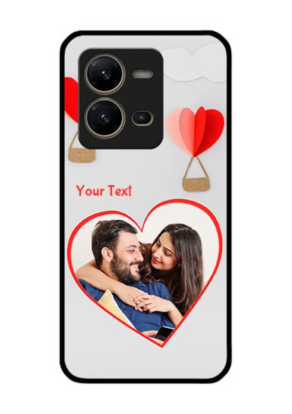 Vivo V25 5G Custom Glass Mobile Case - Parachute Love Design