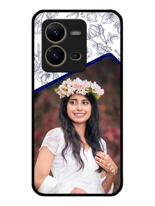 Custom Vivo V25 5G Personalized Glass Phone Case - Premium Floral Design