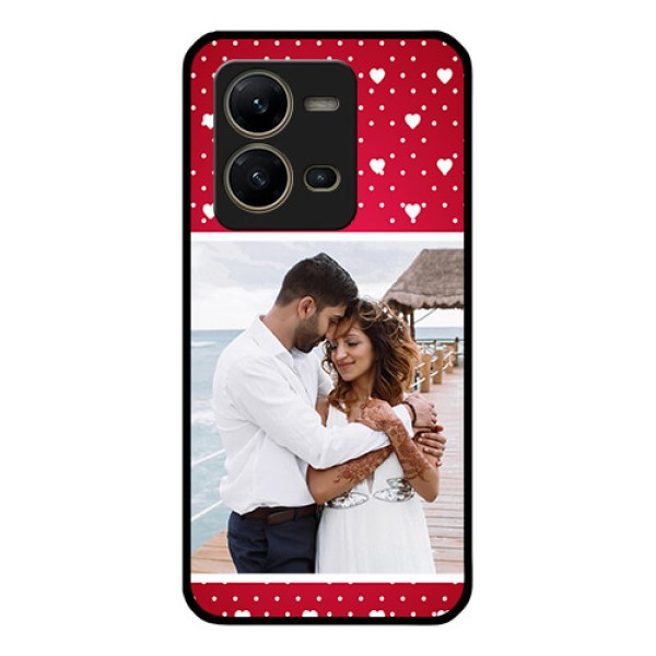 Vivo V25 5G Photo Printing on Glass Case - Hearts Mobile Case Design