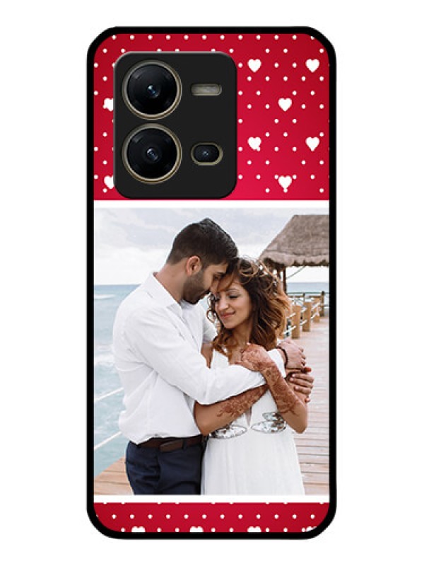 Custom Vivo V25 5G Photo Printing on Glass Case - Hearts Mobile Case Design