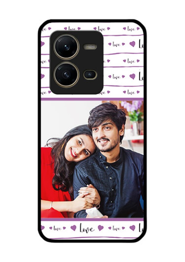 Vivo V25 5G Custom Glass Mobile Case - Couples Heart Design