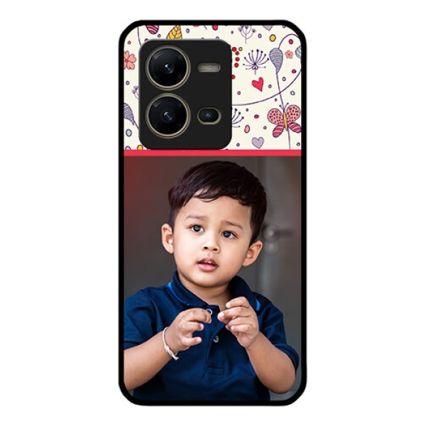 Vivo V25 5G Custom Glass Mobile Case - Premium Floral Design