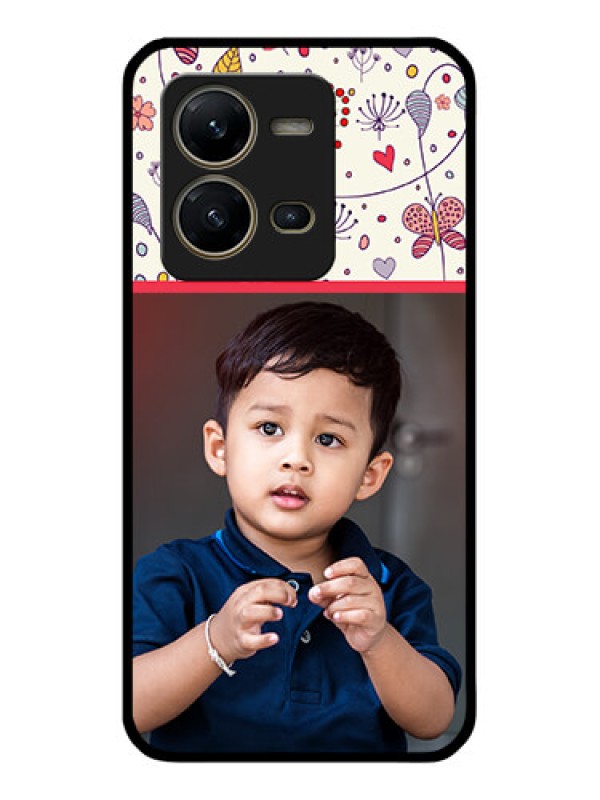 Custom Vivo V25 5G Custom Glass Mobile Case - Premium Floral Design