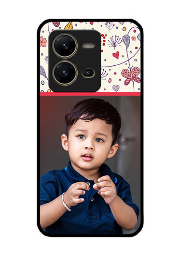 Vivo V25 5G Custom Glass Mobile Case - Premium Floral Design