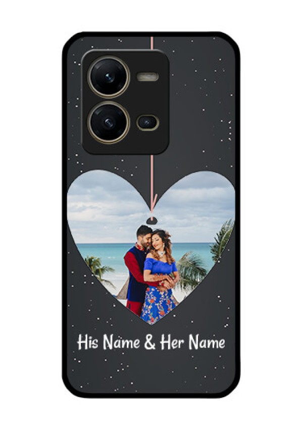 Vivo V25 5G Custom Glass Phone Case - Hanging Heart Design