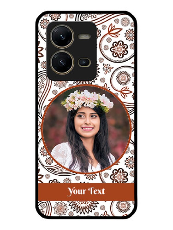 Custom Vivo V25 5G Custom Glass Mobile Case - Abstract Flower Design