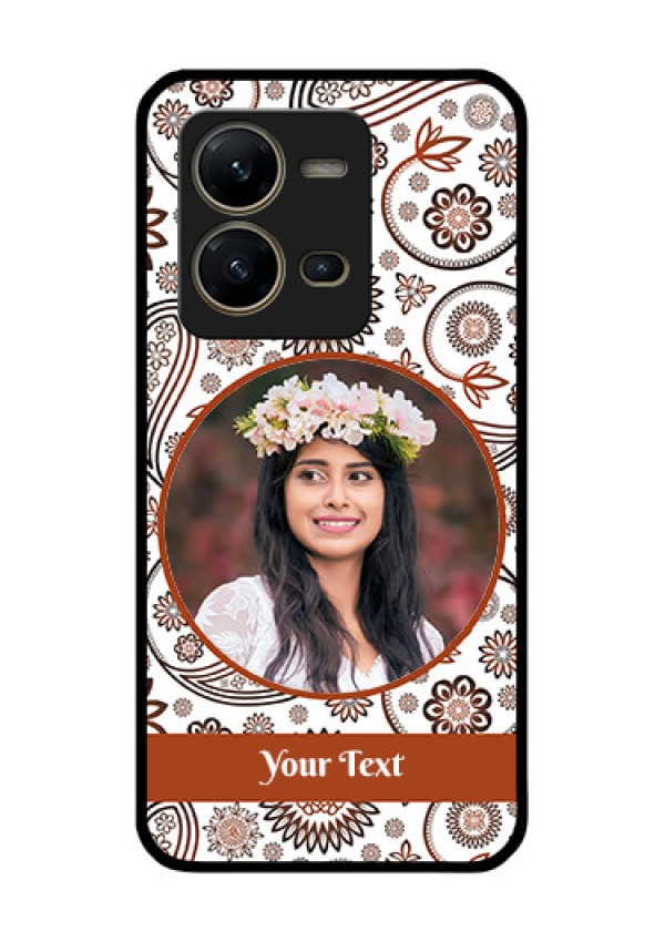 Vivo V25 5G Custom Glass Mobile Case - Abstract Flower Design