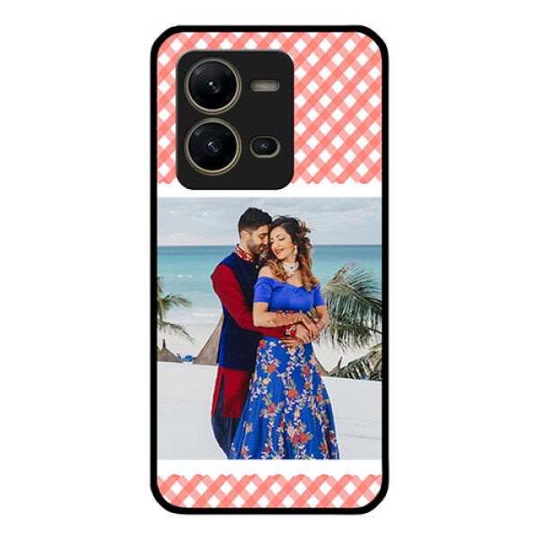 Vivo V25 5G Personalized Glass Phone Case - Pink Pattern Design