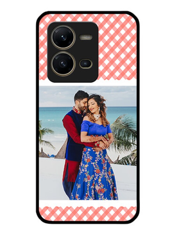 Custom Vivo V25 5G Personalized Glass Phone Case - Pink Pattern Design