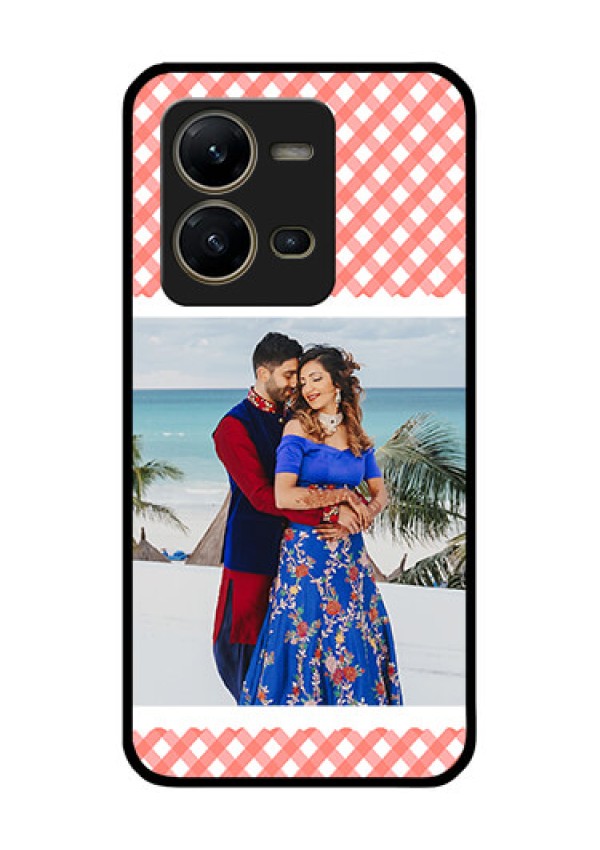 Vivo V25 5G Personalized Glass Phone Case - Pink Pattern Design