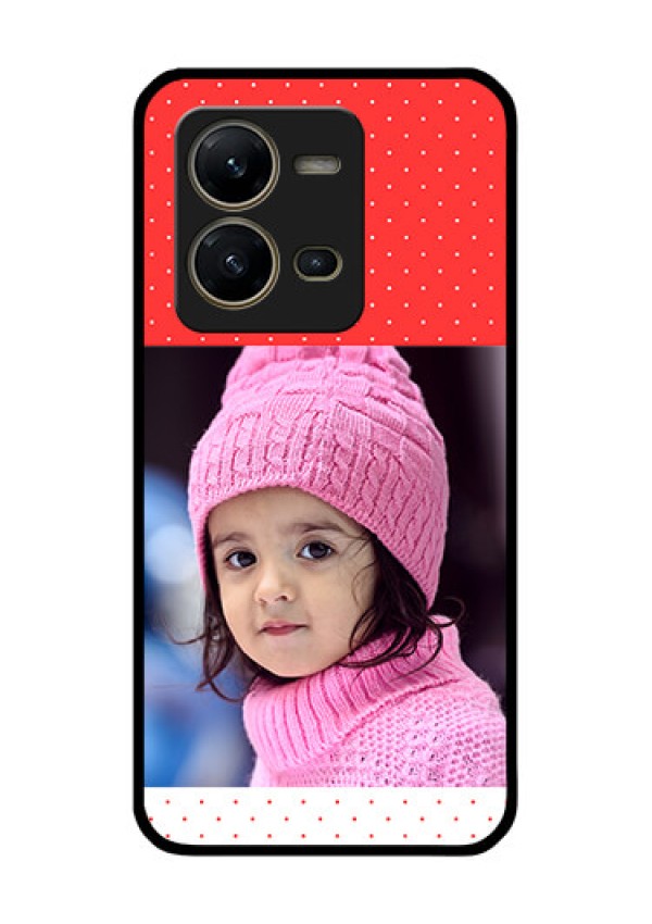Vivo V25 5G Photo Printing on Glass Case - Red Pattern Design