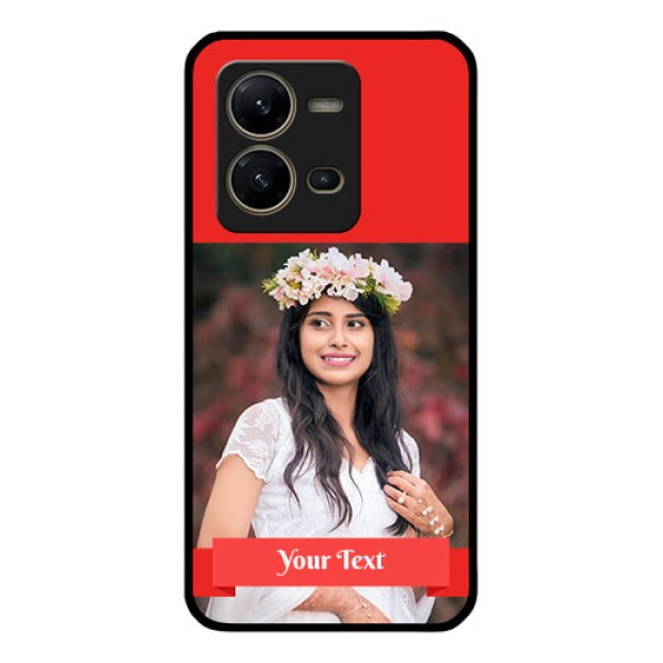 Vivo V25 5G Custom Glass Phone Case - Simple Red Color Design Vivo V25 5G Custom Glass Phone Case - Simple Red Color Design
