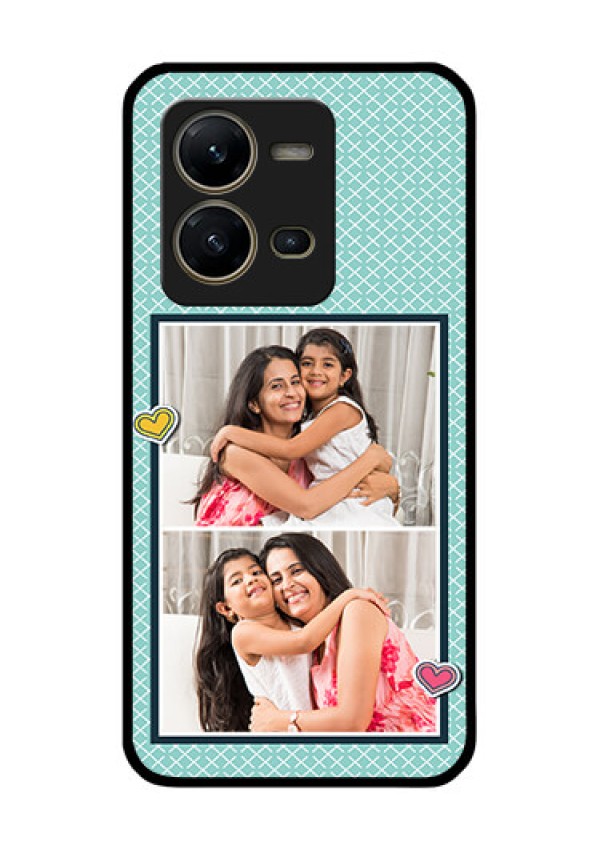 Vivo V25 5G Custom Glass Phone Case - 2 Image Holder with Pattern Design
