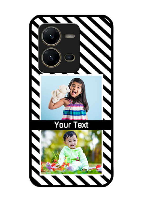 Vivo V25 5G Photo Printing on Glass Case - Black And White Stripes Design