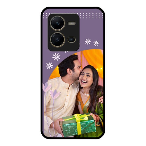 Vivo V25 5G Custom Glass Mobile Case - Lavender flowers design