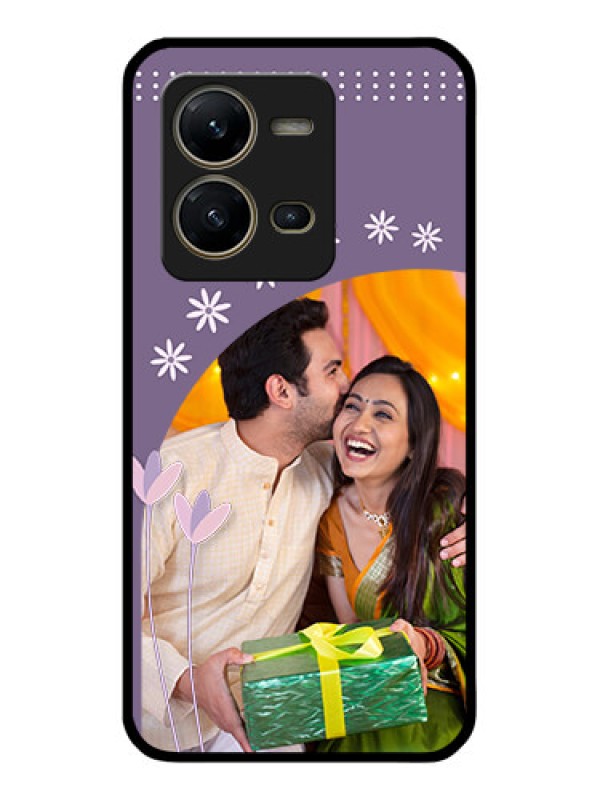 Custom Vivo V25 5G Custom Glass Mobile Case - Lavender flowers design