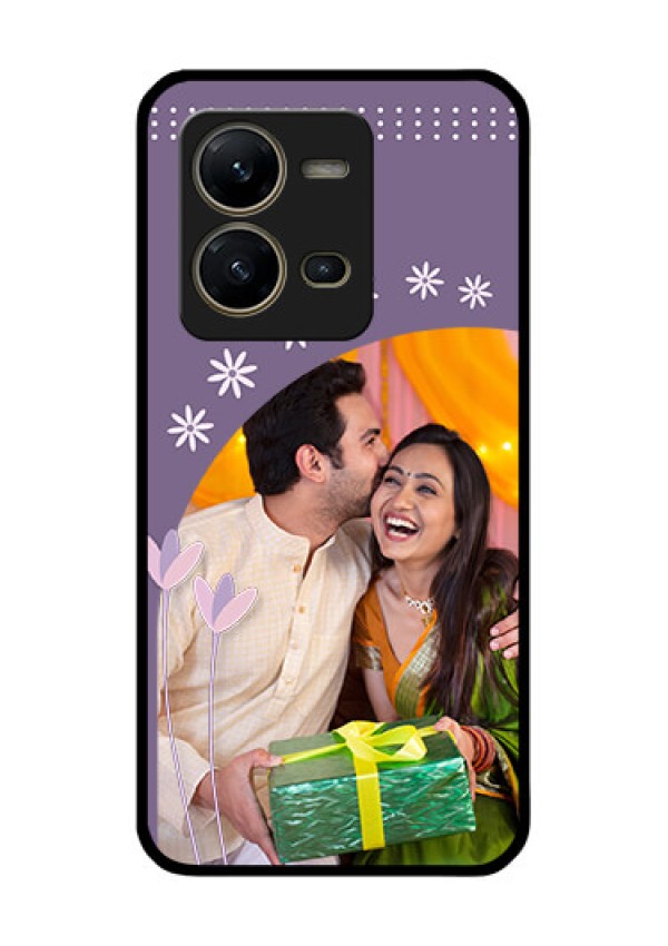 Vivo V25 5G Custom Glass Mobile Case - Lavender flowers design